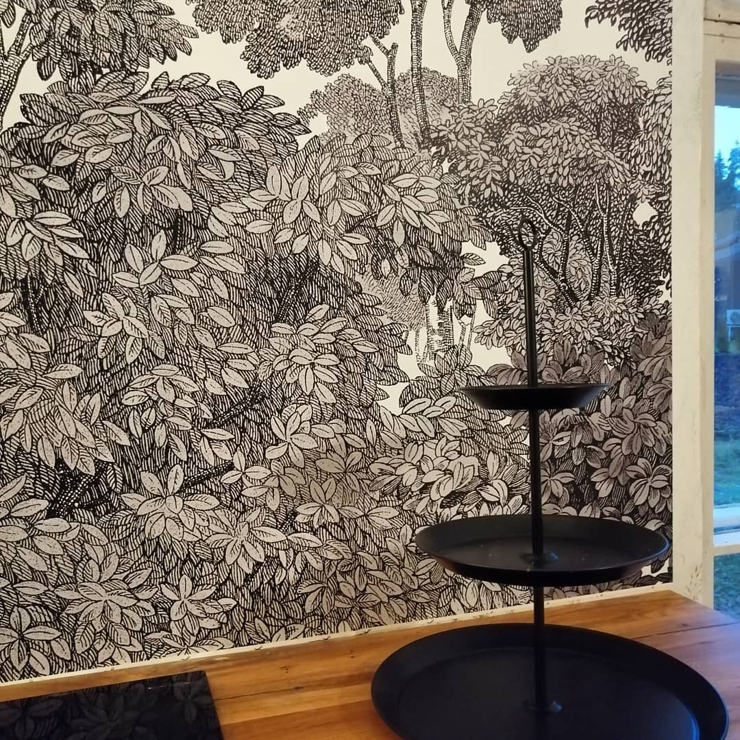 painted tree feature wall 